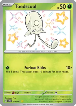 Toedscool Pokemon card from Paldean Fates, card number 105
