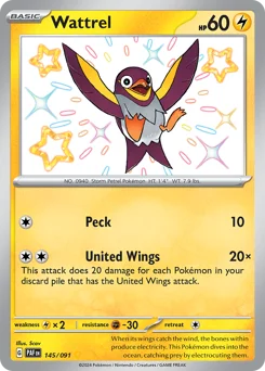 Wattrel Pokemon card from Paldean Fates, card number 145