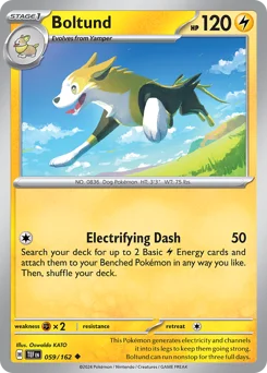 Boltund Pokemon card from Temporal Forces, card number 59