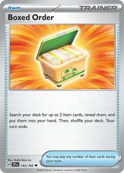 Boxed Order Pokemon card from Temporal Forces, card number 143