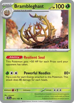 Brambleghast Pokemon card from Temporal Forces, card number 21