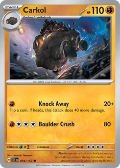 Carkol Pokemon card from Temporal Forces, card number 94
