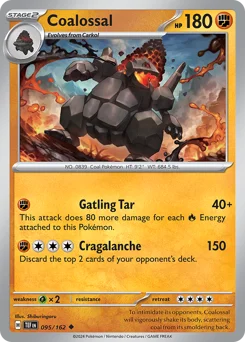Coalossal Pokemon card from Temporal Forces, card number 95