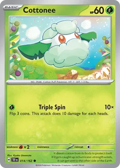 Cottonee Pokemon card from Temporal Forces, card number 14