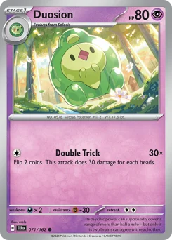 Duosion Pokemon card from Temporal Forces, card number 71
