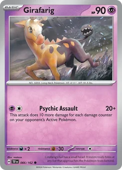 Girafarig Pokemon card from Temporal Forces, card number 66