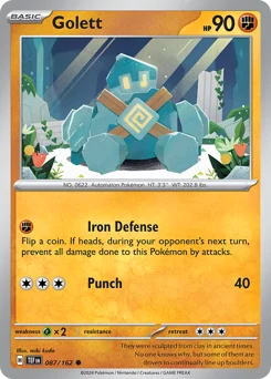 Golett Pokemon card from Temporal Forces, card number 87
