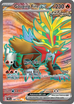 Gouging Fire ex Pokemon card from Temporal Forces, card number 188