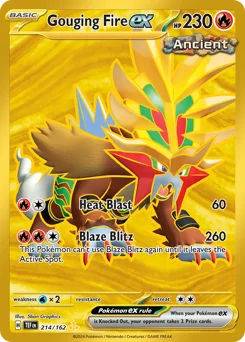 Gouging Fire ex Pokemon card from Temporal Forces, card number 214
