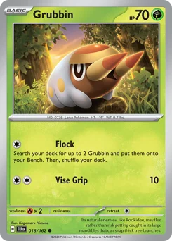 Grubbin Pokemon card from Temporal Forces, card number 18