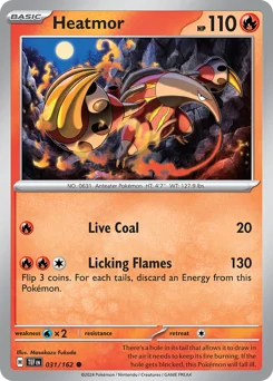 Heatmor Pokemon card from Temporal Forces, card number 31