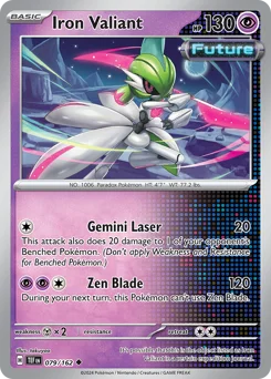 Iron Valiant Pokemon card from Temporal Forces, card number 79