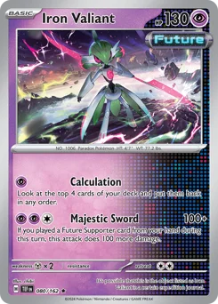 Iron Valiant Pokemon card from Temporal Forces, card number 80