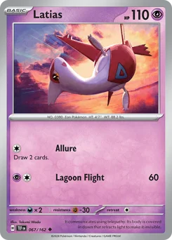 Latias Pokemon card from Temporal Forces, card number 67