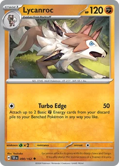 Lycanroc Pokemon card from Temporal Forces, card number 90