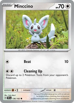 Minccino Pokemon card from Temporal Forces, card number 136