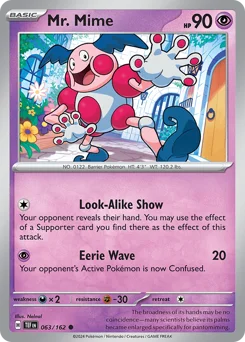 Mr. Mime Pokemon card from Temporal Forces, card number 63