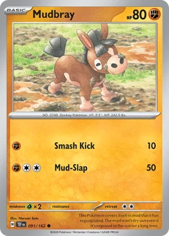 Mudbray Pokemon card from Temporal Forces, card number 91
