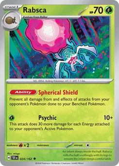 Rabsca Pokemon card from Temporal Forces, card number 24