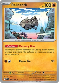 Relicanth Pokemon card from Temporal Forces, card number 84