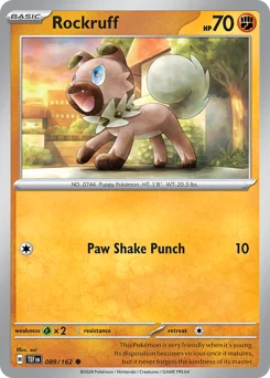 Rockruff Pokemon card from Temporal Forces, card number 89