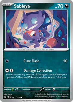 Sableye Pokemon card from Temporal Forces, card number 107
