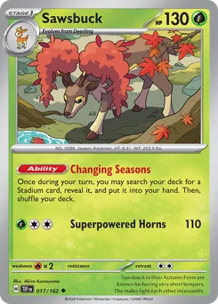 Sawsbuck Pokemon card from Temporal Forces, card number 17