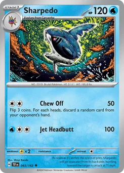 Sharpedo Pokemon card from Temporal Forces, card number 43