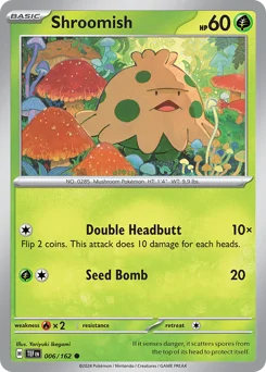 Shroomish Pokemon card from Temporal Forces, card number 6