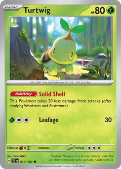 Turtwig Pokemon card from Temporal Forces, card number 10