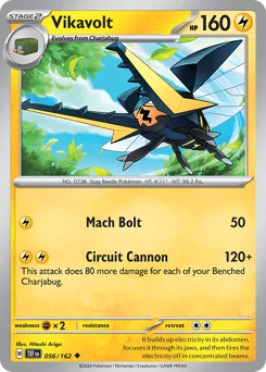 Vikavolt Pokemon card from Temporal Forces, card number 56