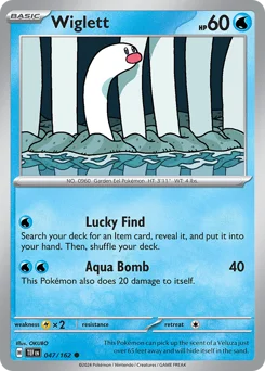 Wiglett Pokemon card from Temporal Forces, card number 47