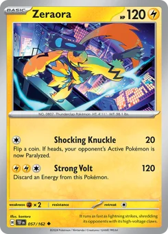 Zeraora Pokemon card from Temporal Forces, card number 57