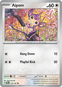 Aipom Pokemon card from Twilight Masquerade, card number 137