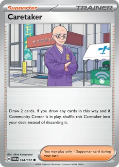 Caretaker Pokemon card from Twilight Masquerade, card number 144