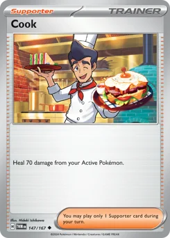 Cook Pokemon card from Twilight Masquerade, card number 147