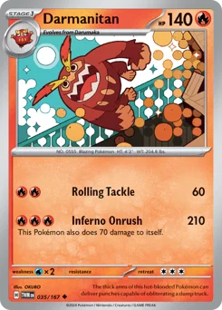 Darmanitan Pokemon card from Twilight Masquerade, card number 35