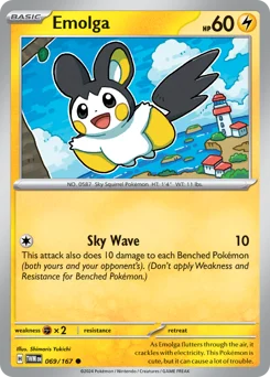 Emolga Pokemon card from Twilight Masquerade, card number 69