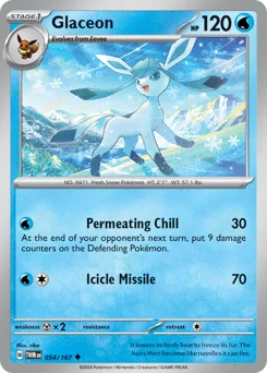 Glaceon Pokemon card from Twilight Masquerade, card number 54