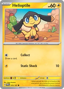 Helioptile Pokemon card from Twilight Masquerade, card number 70