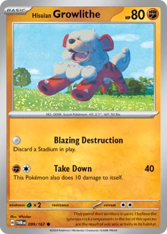 Hisuian Growlithe Pokemon card from Twilight Masquerade, card number 99