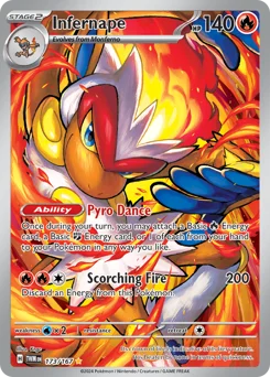 Infernape Pokemon card from Twilight Masquerade, card number 173