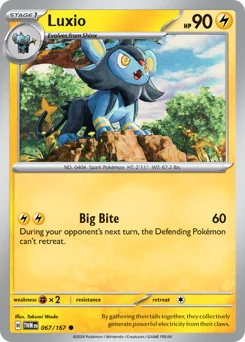 Luxio Pokemon card from Twilight Masquerade, card number 67