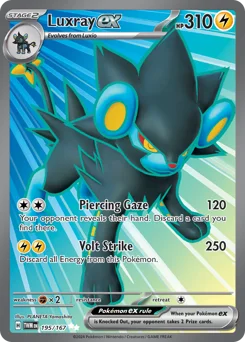 Luxray ex Pokemon card from Twilight Masquerade, card number 195