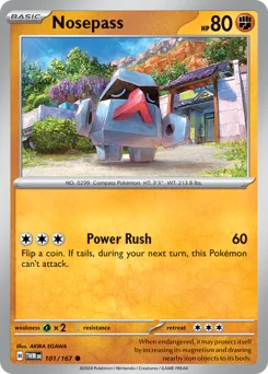 Nosepass Pokemon card from Twilight Masquerade, card number 101
