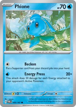 Phione Pokemon card from Twilight Masquerade, card number 55
