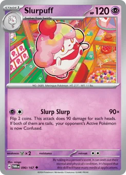 Slurpuff Pokemon card from Twilight Masquerade, card number 90