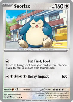 Snorlax Pokemon card from Twilight Masquerade, card number 136