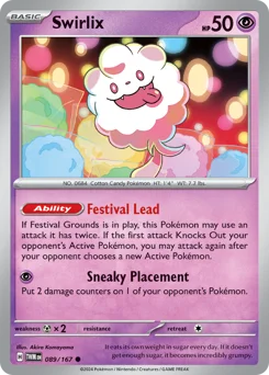 Swirlix Pokemon card from Twilight Masquerade, card number 89