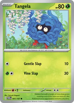 Tangela Pokemon card from Twilight Masquerade, card number 1